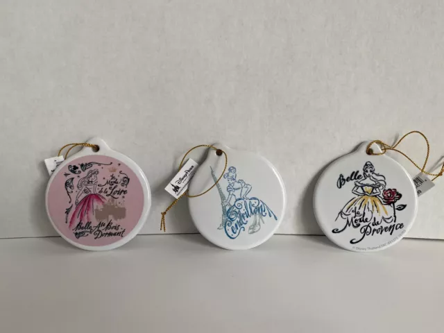 Disney Parks Ceramic Disney Princesses Ornaments Set Of 3 NWT