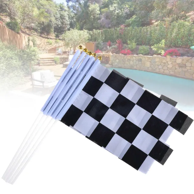 Racing Car Flag Black White Checked Chequered Durable Bars Hand Waving