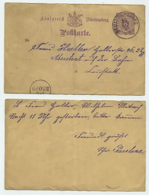 87422 - Ganzsache P 26 - Postkarte - Stuttgart 20.9.1886 nach Cannstatt