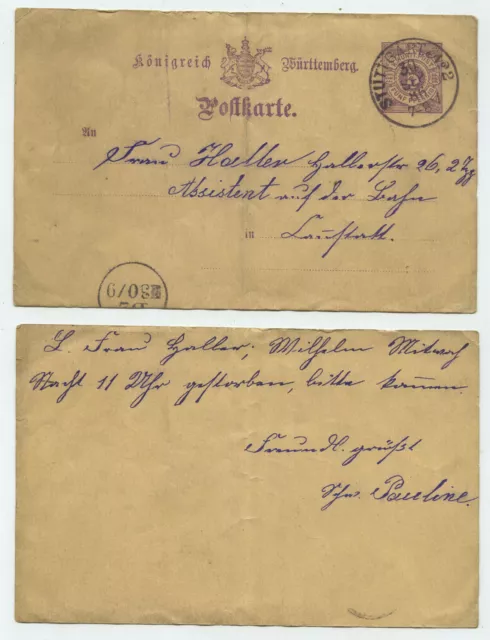 87422 - Ganzsache P 26 - Postkarte - Stuttgart 20.9.1886 nach Cannstatt