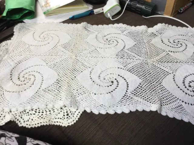 FREE POSTAGE: 53x29cm hand crocheted Off white doily Undamaged Surplus to need