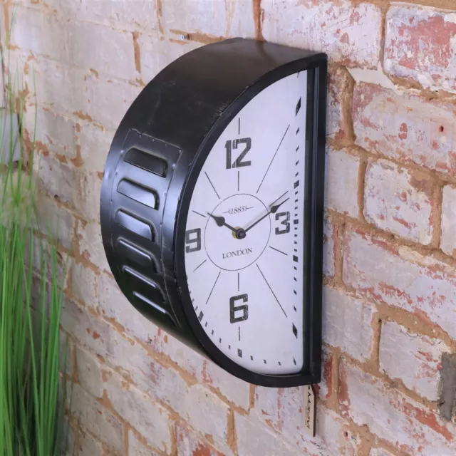 Industriel Railway Style Double Face Horloge Décor Maison Cadeau