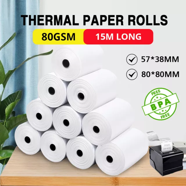 5/10/50/100x POS Thermal Paper Roll for Cash Register & EFTPOS 57x30mm 80x80mm