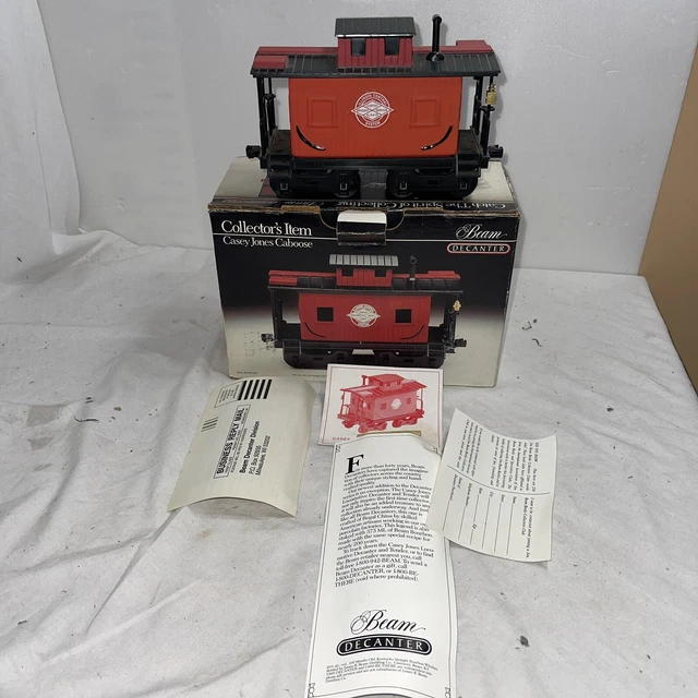 Casey Jones Jim Beam Red Caboose Car Train Railroad EMPTY Decanter With Box