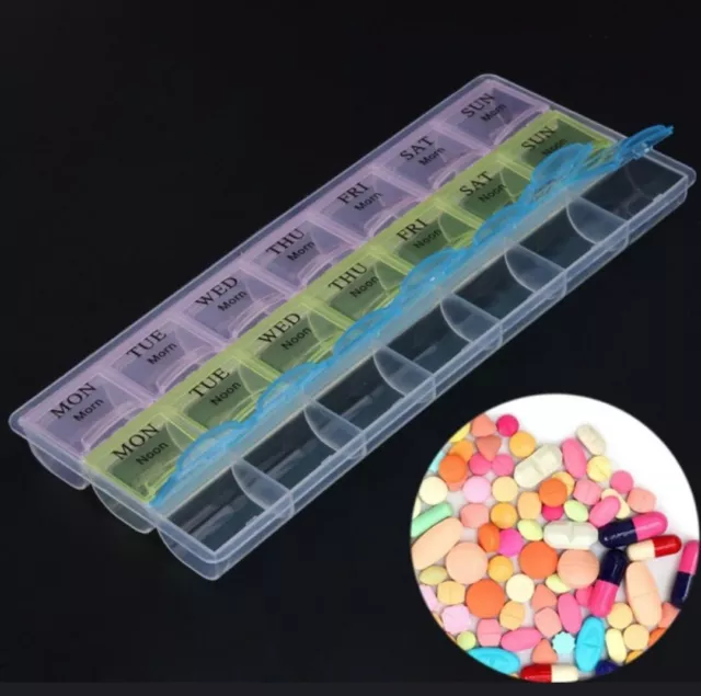 Large Weekly Daily Pill Box Organiser Medicine Tablet Storage Dispenser 7 Day 。