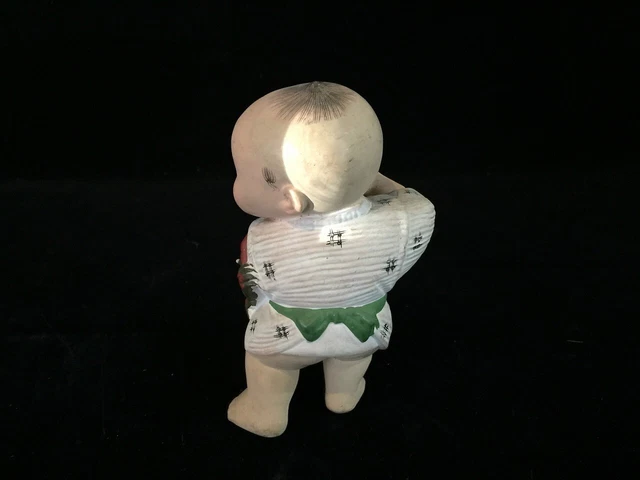 J0515 Japanese Pottery Kimono Baby Boy Statue Doll Vintage Okimono Interior 2