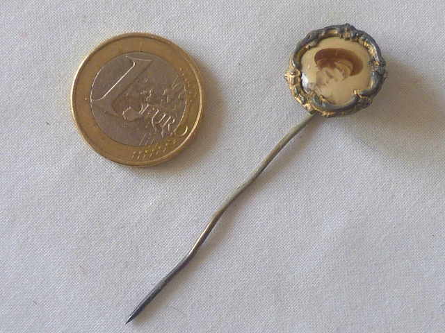 Ancienne Broche Porte-Photo 1900 - Monture Argent Massif - À Nettoyer - Occasion