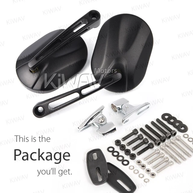 Miroirs paire noir STARK OVALE base chromé pour Ducati 1299 Panigale S 15'-16'