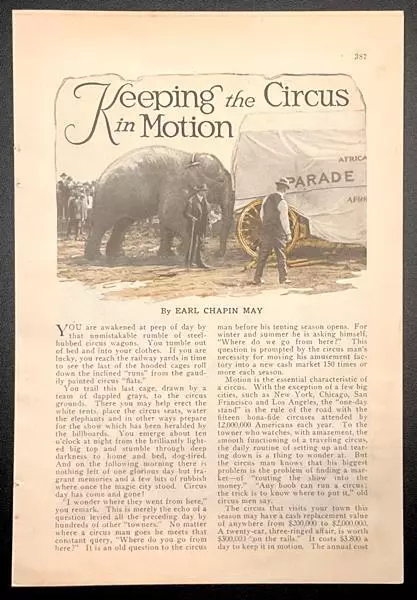 "Keeping the Circus in Motion” 1926 pictorial Barnum & Bailey ~ Sparks ~ Gollmar