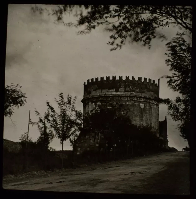 Magic Lantern Slide TOMB OF METELLA THE APPIAN WAY C1910 PHOTO .. ROME ITALY