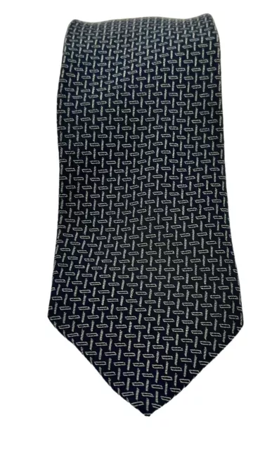 Giorgio Armani Collezioni Italy Men's Luxury Dark Navy Silk Neck Tie Geometric