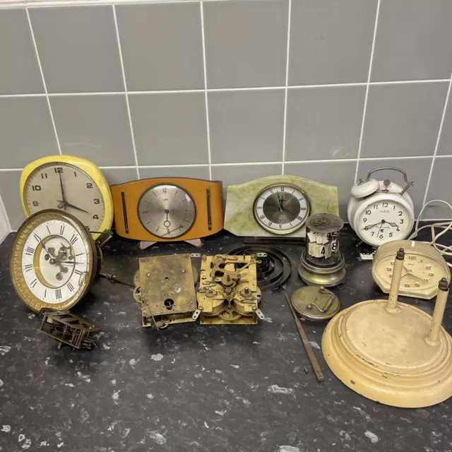 Vintage Clocks, Parts And Movements- Spares Or Repairs