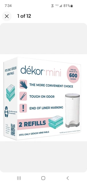 Dekor Mini Diaper Pail Refills | 2 Count | Most Economical Refill System |