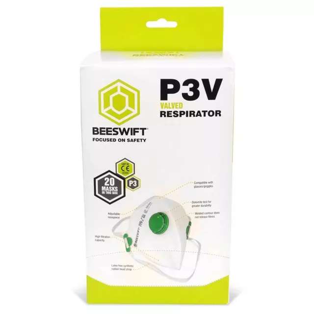 FFP3 Mask Dust Valve Valved Face Flat Fold P3 Filter Respirator Disposable N99 2