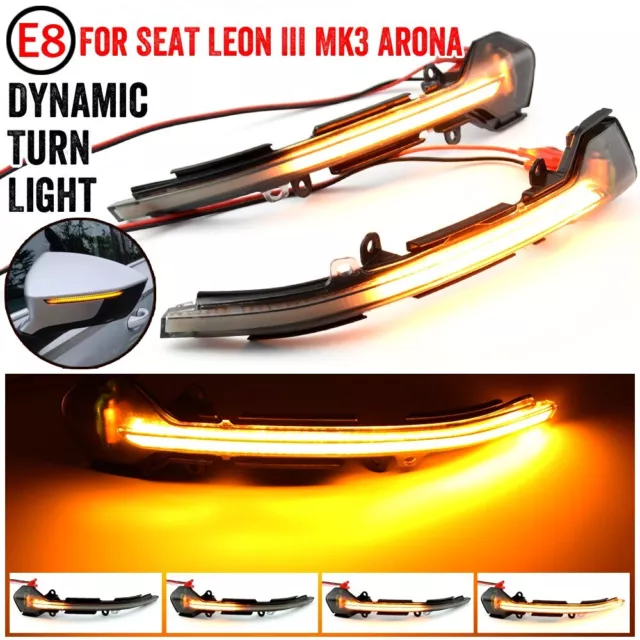 2× Dynamic LED Turn Signal Light Indicator For Seat Leon MK3 Ibiza 5f 13+ M16