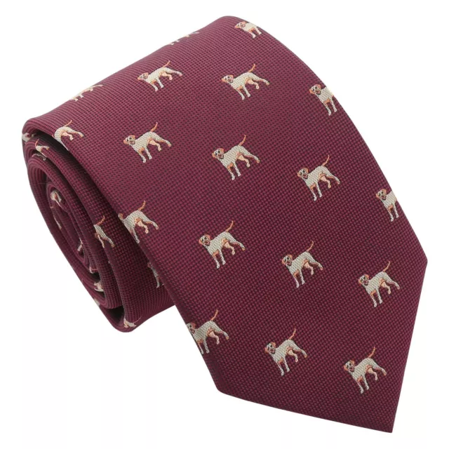 Premium Mens Burgundy Labrador Retriever Novelty Modern Style Neck Tie by DQT