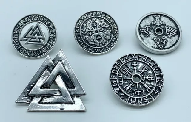 Pin Anstecker Valknut Runen Thorshammer Wotansknoten A2.8-11 Wikinger Odinshorn