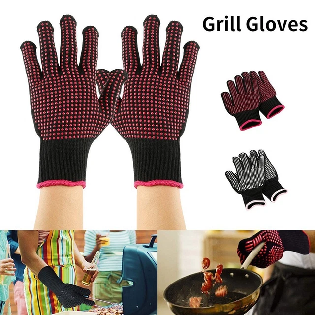 Guantes de cocina de algodón de poliéster resistentes al calor para asar seguro y talla