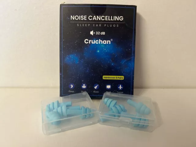 Cruchan Noise Cancelling Sleep Ear Plugs 32dB BOXED  NEW 8 pcs