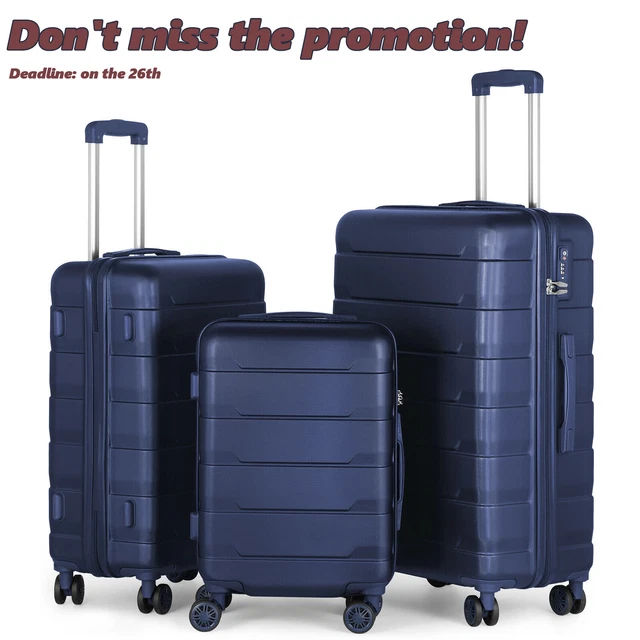 3 Piece Luggage Set Travel Trolley (20/24/28") Business Hard-Shell Suitcase Blue