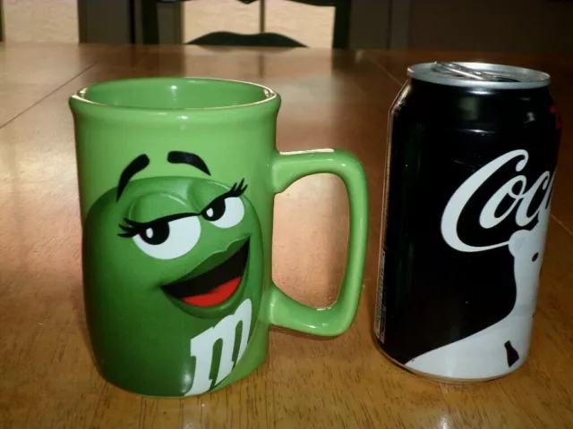 [MARS CANDY] GREEN COLORED M&M CANDIES, [3-D] Ceramic Coffee Cup / Mug, Vintage