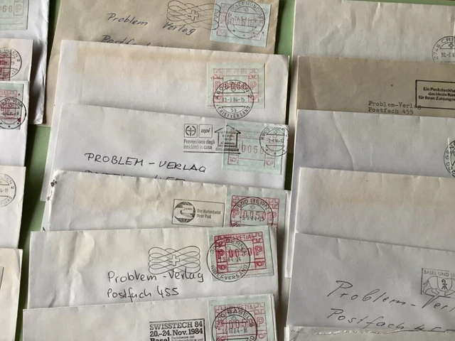 Switzerland A. T. M. Postage vending labels  23 covers duplicates Ref A1172 3