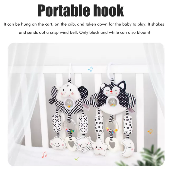 AU Hanging Rattle Toy Black White Soft Plush Toys With Wind Chimes Baby Bed Cri