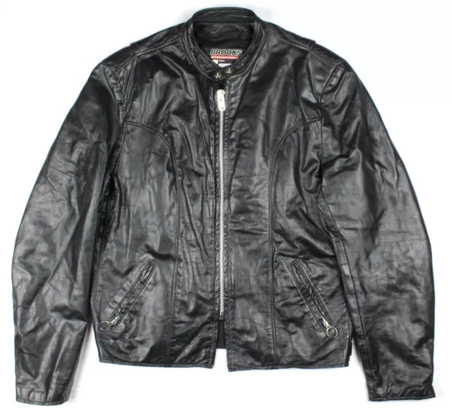 Vintage 70's-80's Brooks Leather Sportswear USA Motorcycle Cafe Racer Jacket 46