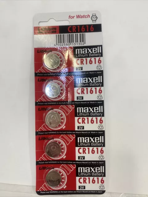 Maxell CR1616 3V Lithium Batteries Out Of Date But Full Of Charge. Pack Of 5