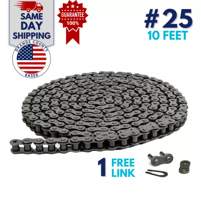 #25 Roller Chain 10 Feet with 1 Connecting Link