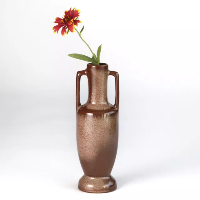 Vintage Frankoma Bud Vase Pottery w/ Drip Glaze Brown & Cream 6.5 Inches MCM