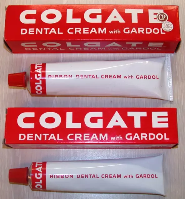 2 Tubes VINTAGE 1950's COLGATE Economy & Giant Dental Cream TOOTHPASTE Mint NOS