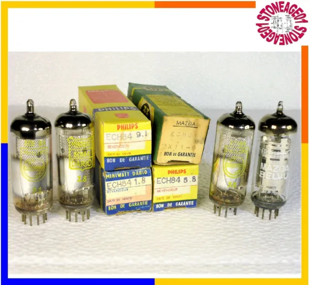 2 x Vintage ECH84 / 6JX8 tube, Miniwatt, Philips, Mazda, NOS, NIB, tested