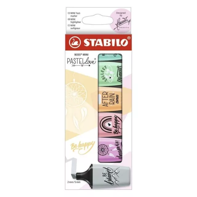 STABILO Boss Original Set of 6 Mini Highlighter Pens Pastel Love Passion LTD ED
