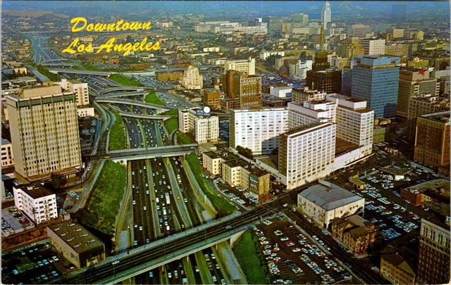 Aerial View, Harbor Freeway, LOS ANGELES, California Postcard - Mike Roberts