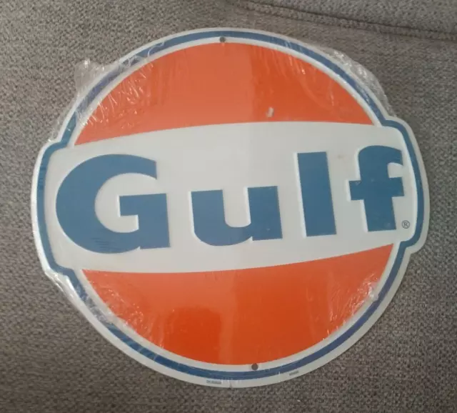 Gulf Sign Small 3D Metal Advertising Sign, Gas Station Pump Oil New in plastic