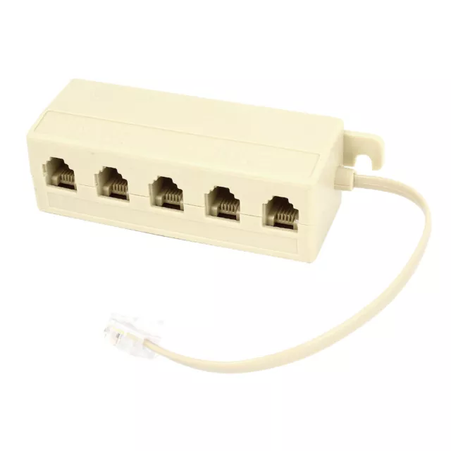 RJ11 1 Macho a 5 Enchufe Hembra Línea Telefónica Conector Divisor - Beige