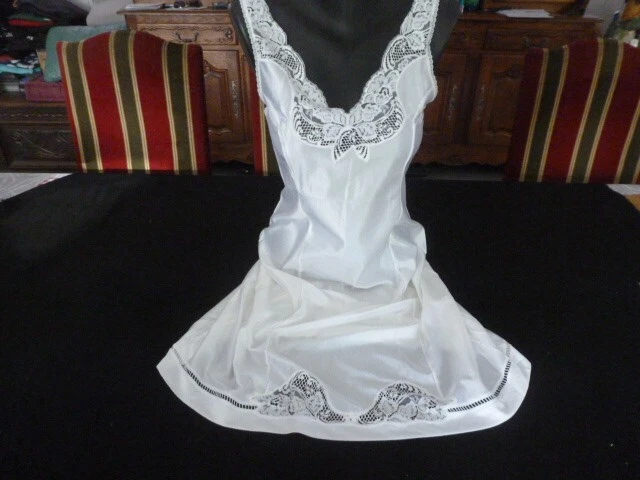 Combinaison Et Fond De Robe Vintage Dentelle Crème Taille 48 - Femme