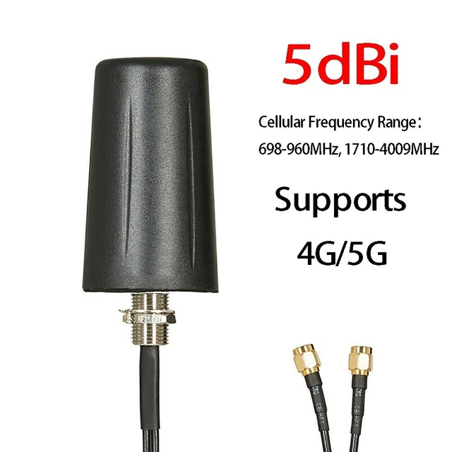 Antenna Esterna BlissfulAbode 5G/4G Per Veicoli, Guadagno 5dBi, IP67, SMA, 698-4009MHz