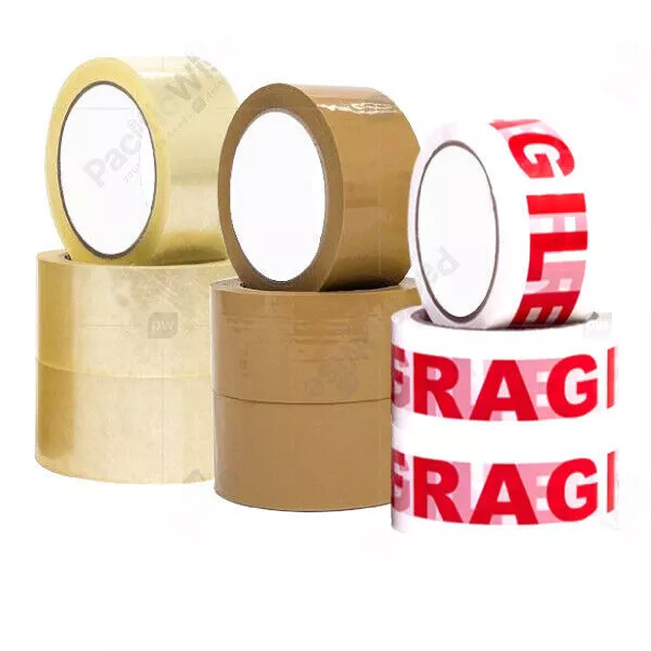 Clear Brown Fragile Parcel Tape Strong Packing Carton Sealing Tape 48mm x 66m