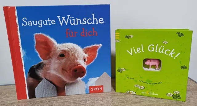 2 Bücher mit Schweinen, Sau, Ferkel, Buch vom Glück, neu, als Geschenk, Liebe