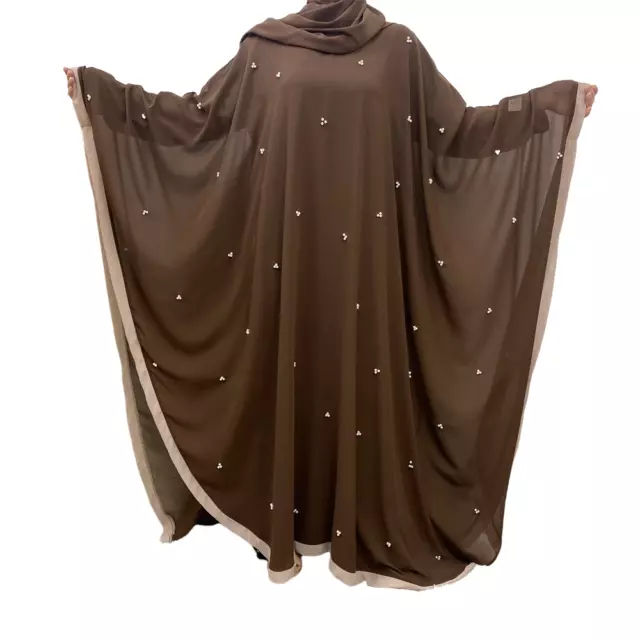 CHIFFON ABAYA ARAB Beading Dress Plus Size Kaftan Muslim Women Hijab ...