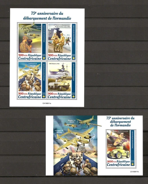 Zentralafrika 2019,   Normandie   , Kleinbogen + Block, postfrisch