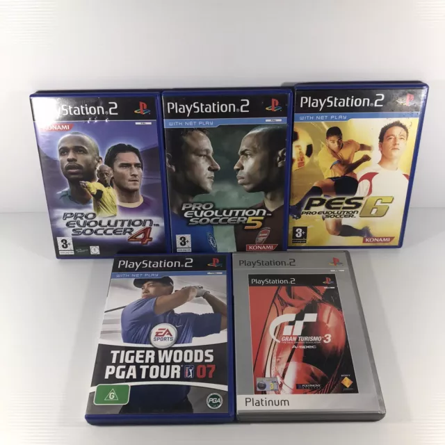 PS2 Sony PlayStation 2 PAL Five Video Game Bundle Lot Golf Soccer Racing Driving