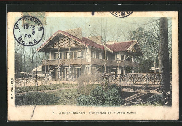 CPA Bois de Vincennes, Restaurant de la Porte Jaune 1906