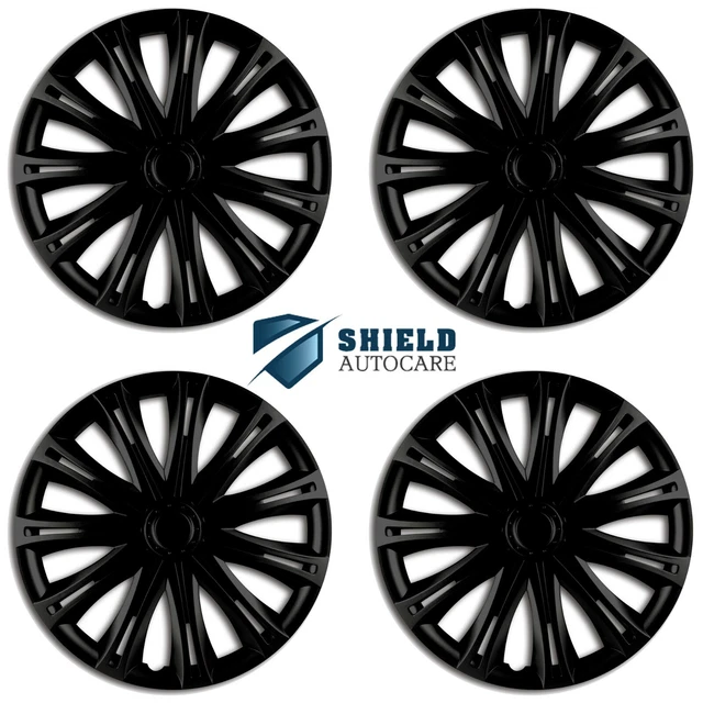 Wheel Trims 13" Hub Caps Spark Plastic Covers Set of 4 Black Specific Fit R13