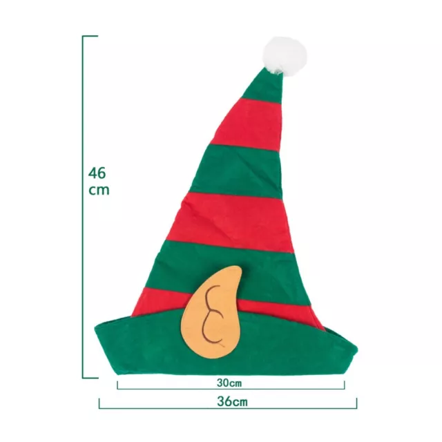 Adults Christmas Elf Hat Xmas Party Funny Santa Helper Red and Green Striped Hat 2