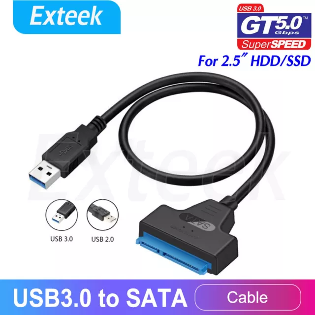 USB 3.0 to SATA 2.5" Hard Drive HDD SSD Adapter Converter Cable 22Pin UASP AU