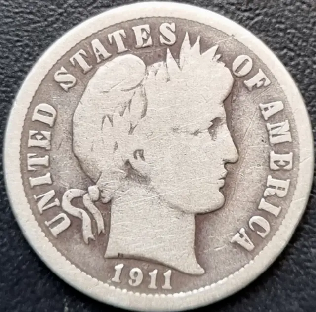 1911 USA: "Barber Dime" 10c Coin 90% Silver / Liberty - Philadelphia Mint, USA