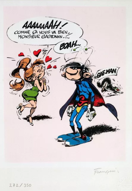 André FRANQUIN - Mise en couleur original Gaston signé 2